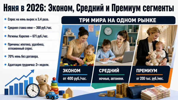 Няня в 2026 году: от 400 рублей до полумиллиона — что нужно знать родителям Няня в 2026 году: от 400 рублей до полумиллиона — что нужно знать родителям